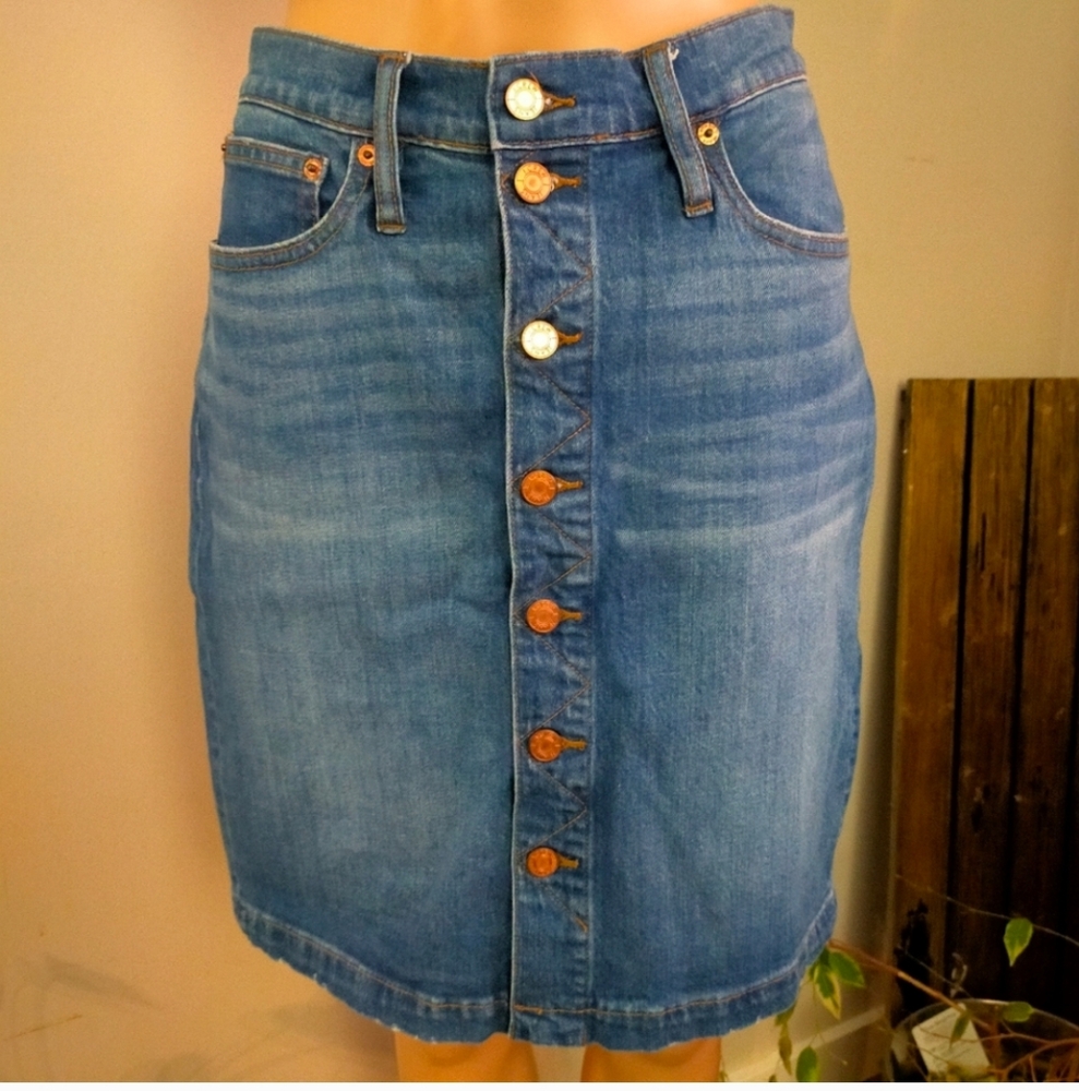 J Crew jean skirt Blue Denim pencil Button Down Midi